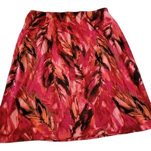 J.Jill Wearable Collection Stretch Floral Skirt Size XS Slit Side Pink Red